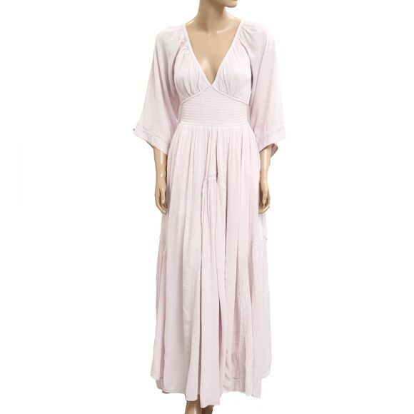 Free People Free-est Dixie Maxi Long Dress Smocked Embroidered Lace XS 283494 - Picture 1 of 5